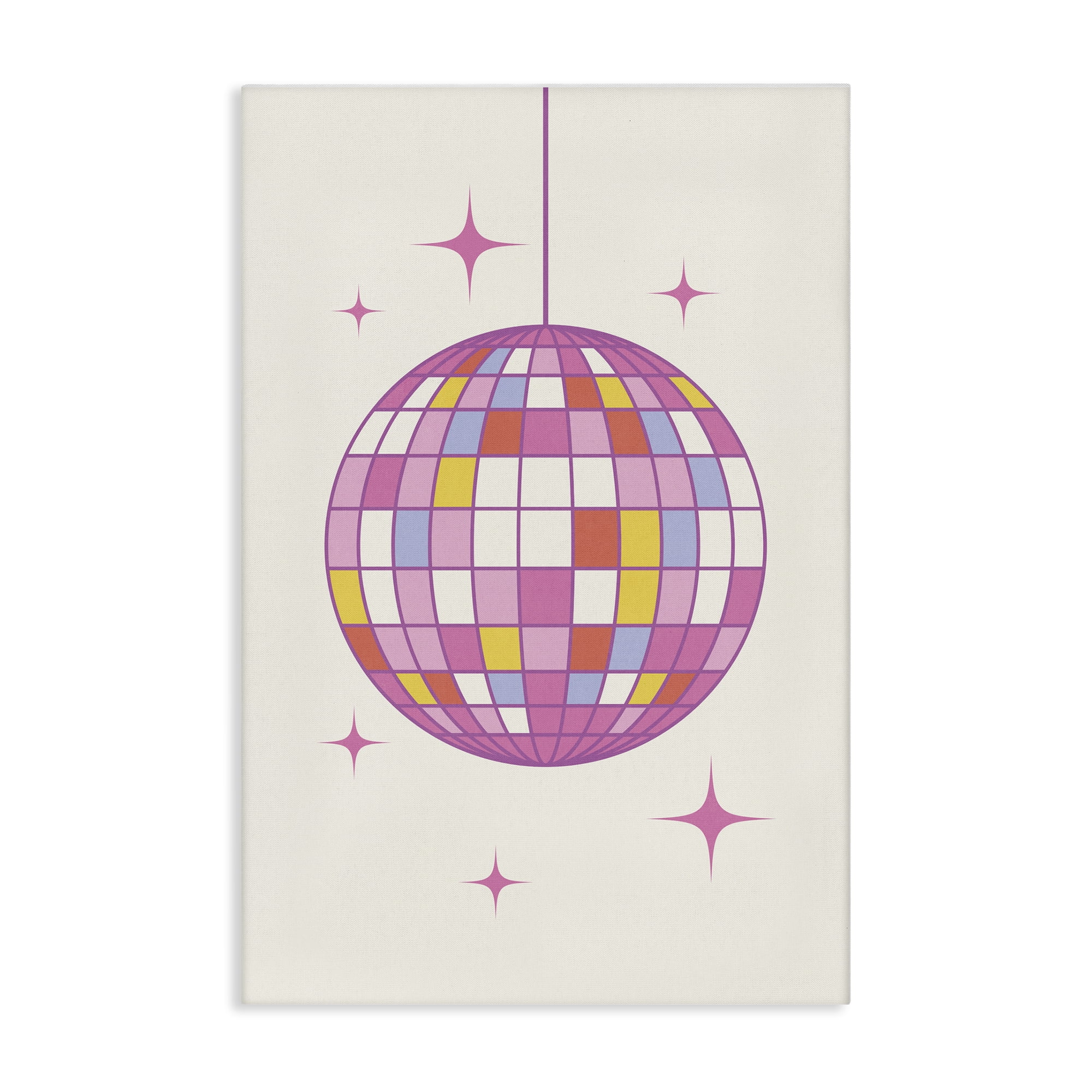 Stupell Industries Pastel Disco Ball Entertainment Painting Wrapped Canvas Art Print Wall Art, 24 x 36