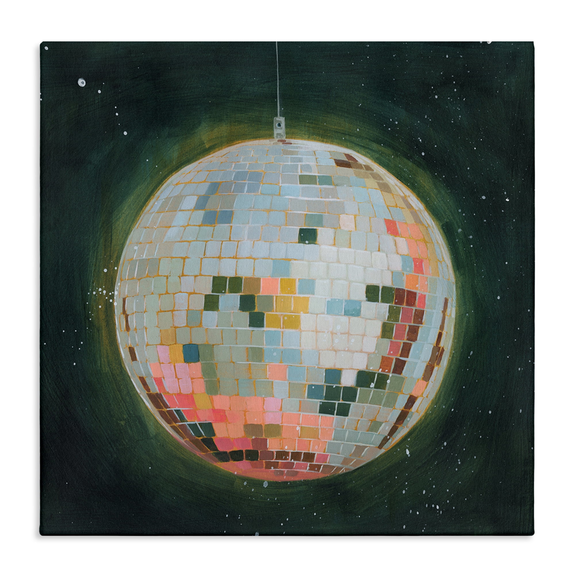 Stupell Industries Pastel Disco Ball Entertainment Painting Wrapped Canvas Art Print Wall Art, 30 x 30