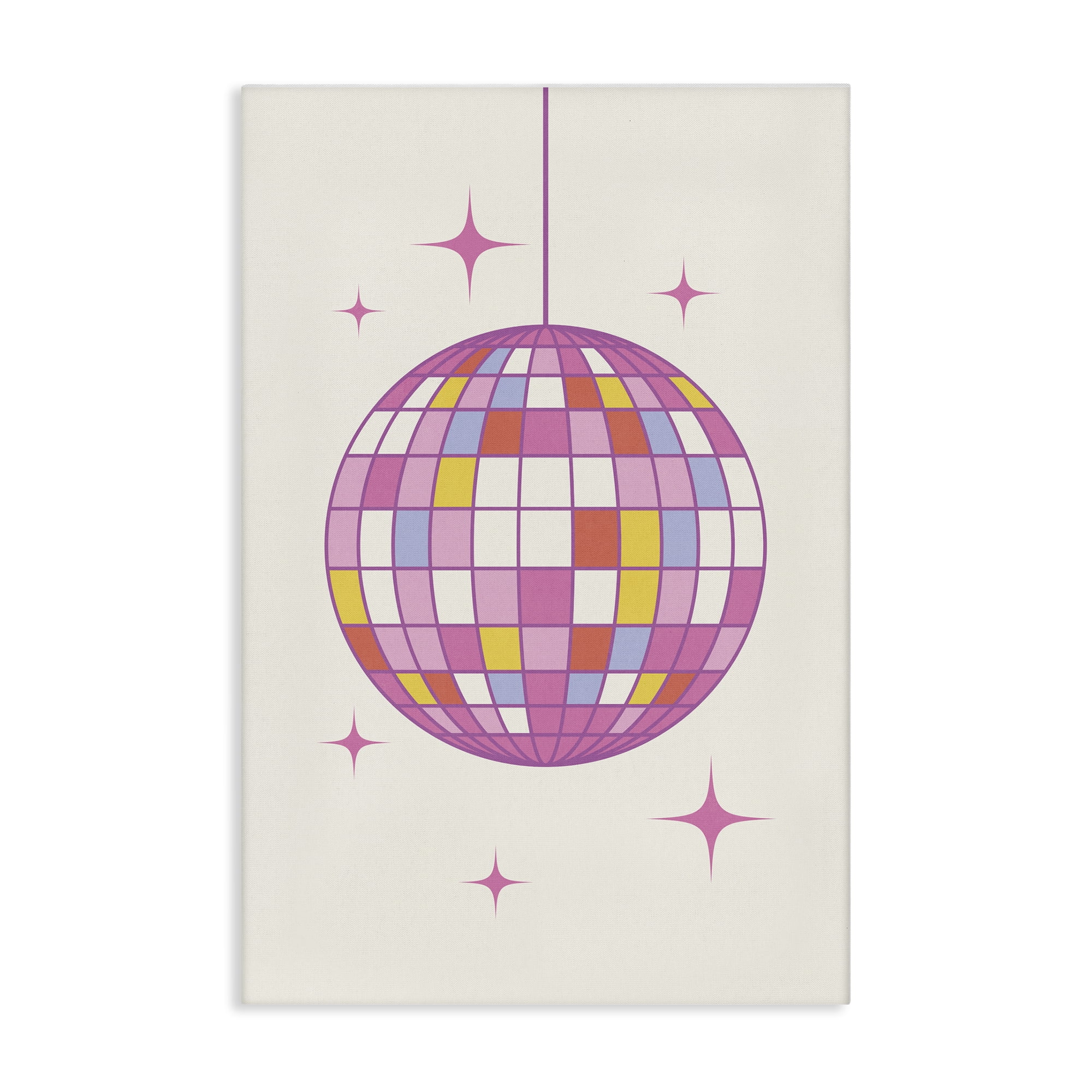 Stupell Industries Pastel Disco Ball Entertainment Painting Wrapped Canvas Art Print Wall Art, 30 x 45