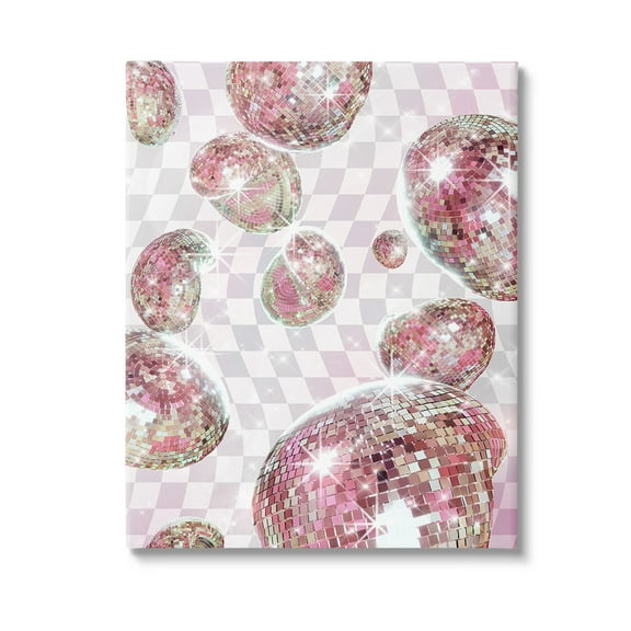 Stupell Industries Pastel Disco Ball Pattern Abstract Painting Gallery Wrapped Canvas Art Print Wall Art, 16 x 20
