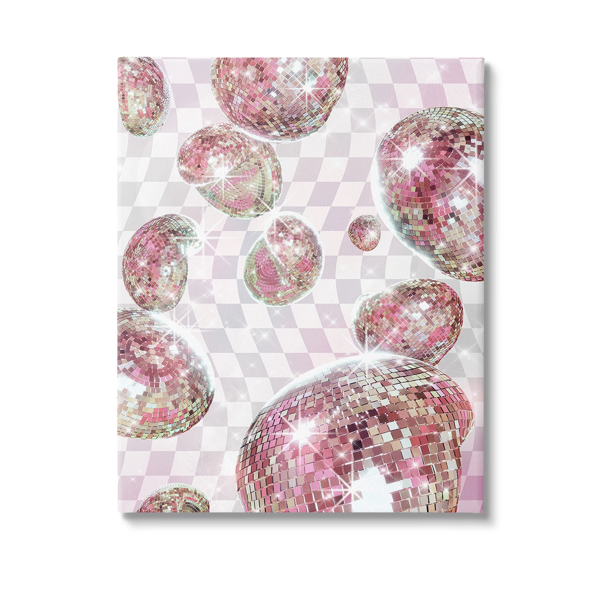 Stupell Industries Pastel Disco Ball Pattern Abstract Painting Gallery Wrapped Canvas Art Print Wall Art, 36 x 48