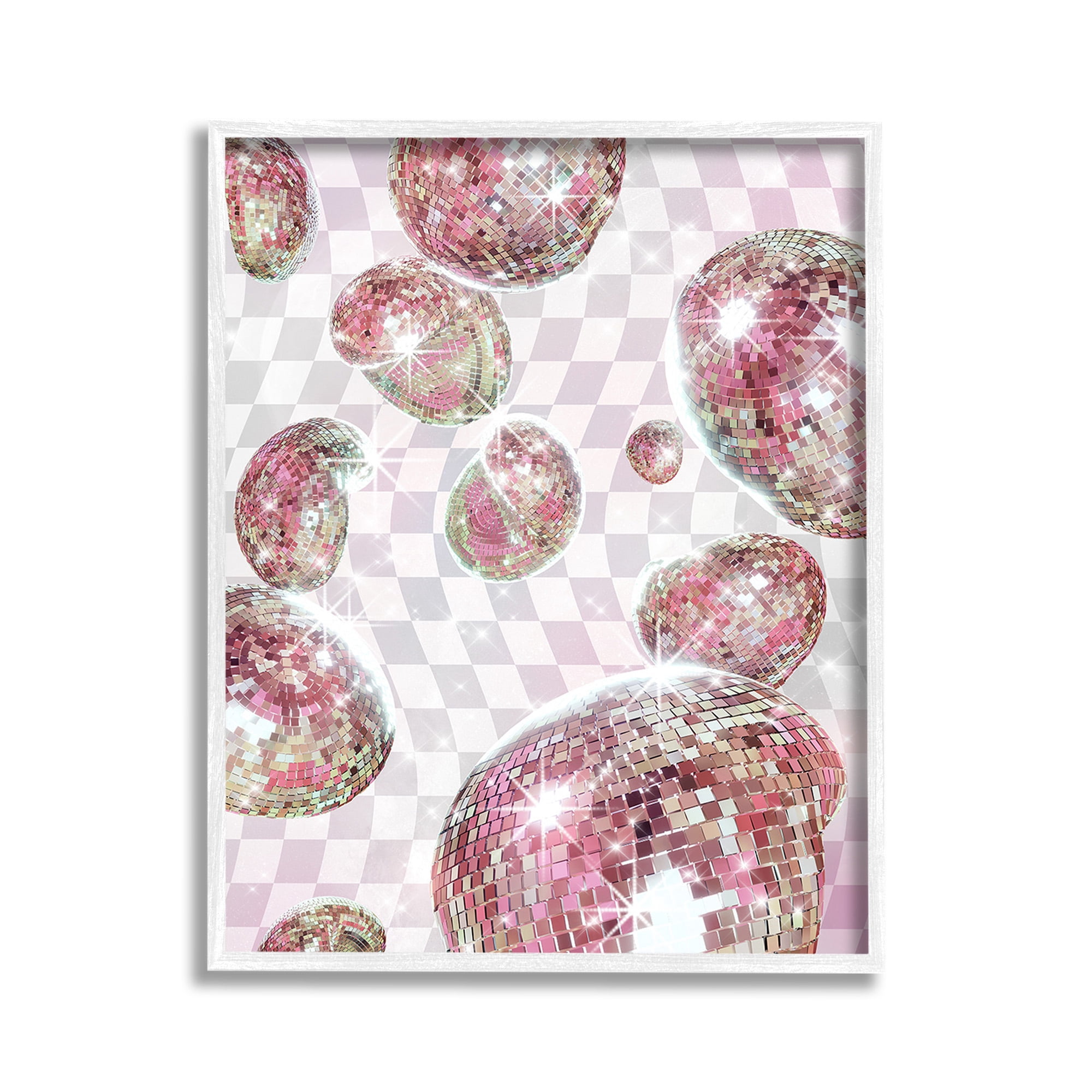 Stupell Industries Pastel Disco Ball Pattern Abstract Painting White Framed Art Print Wall Art, 11 x 14