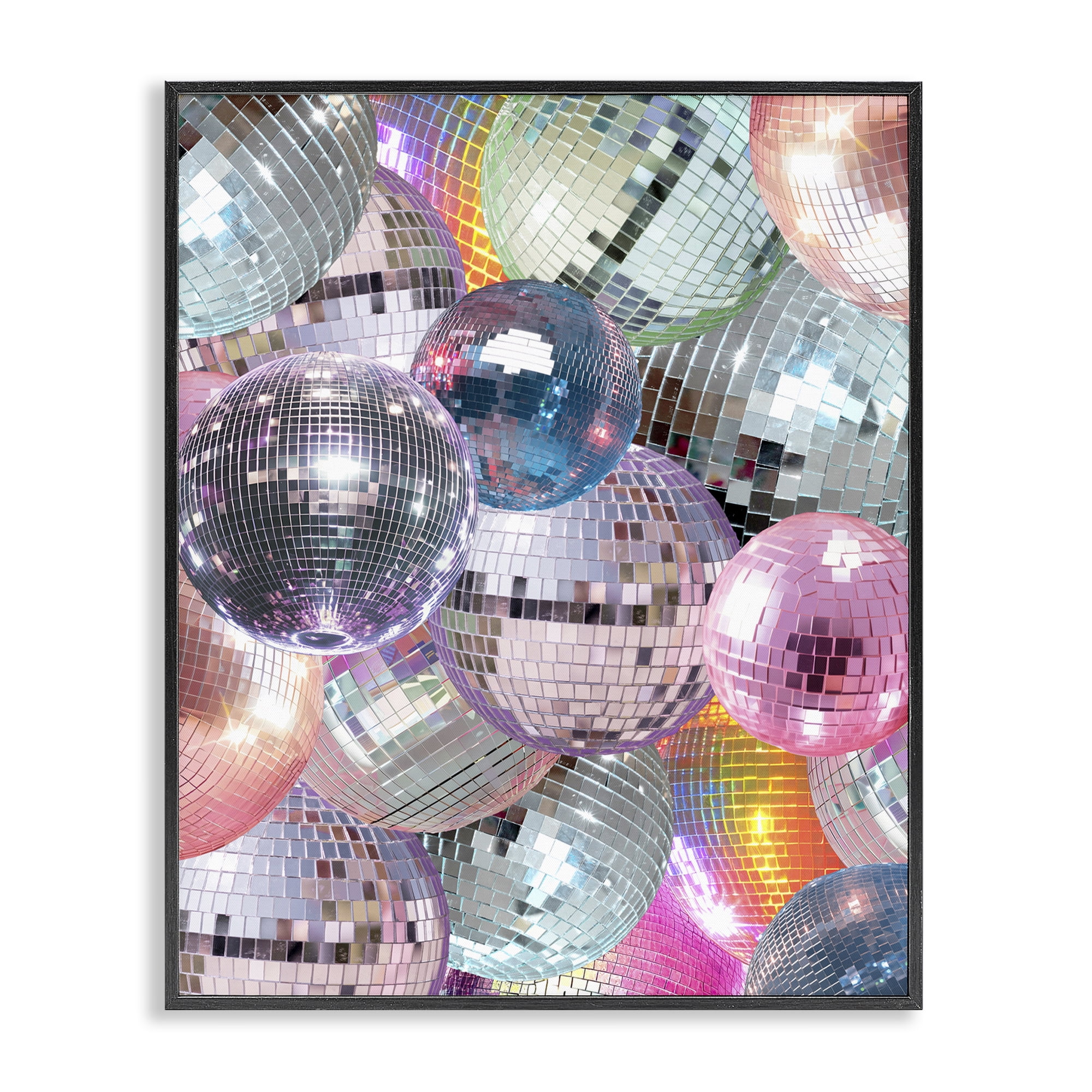 Stupell Industries Pastel Disco Balls Cluster Entertainment Painting Black Framed Art Print Wall Art, 11 x 14