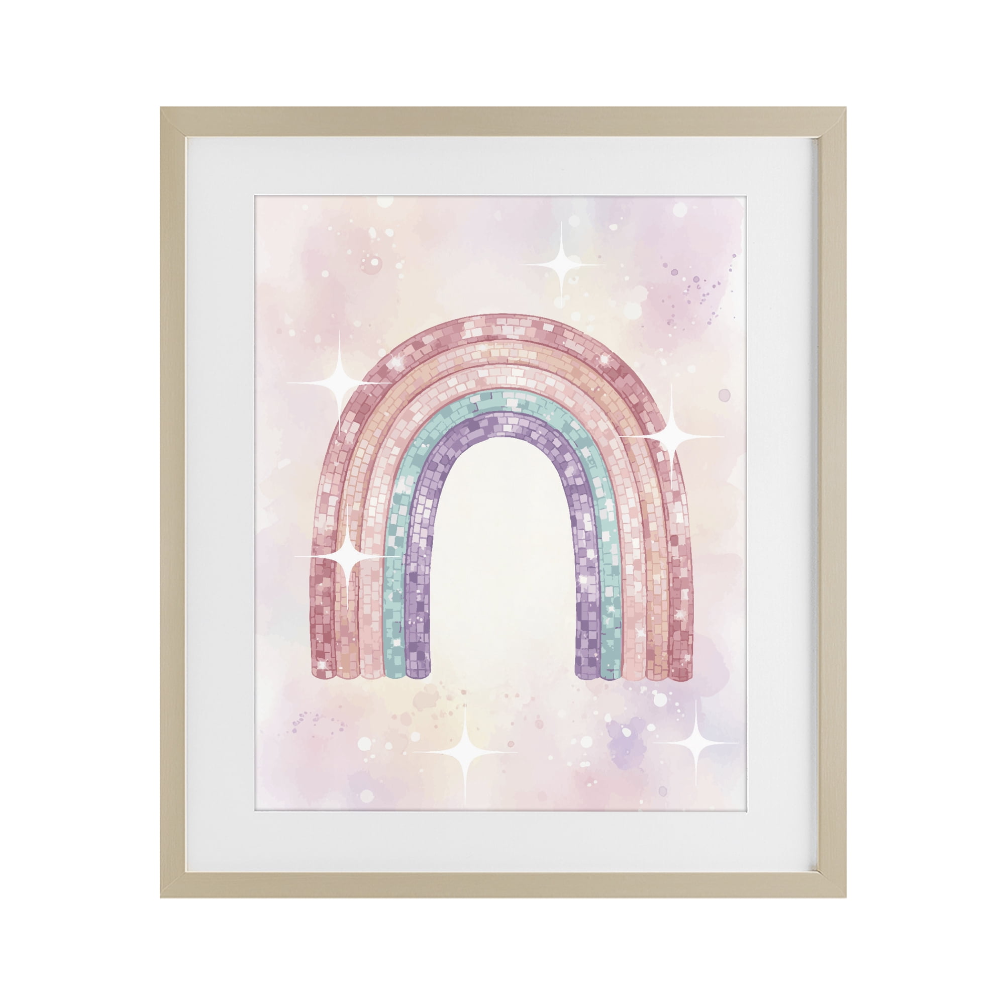Stupell Industries Pastel Disco Rainbow Sparkles Birch Framed Print Under Glass, design by Lil' Rue
