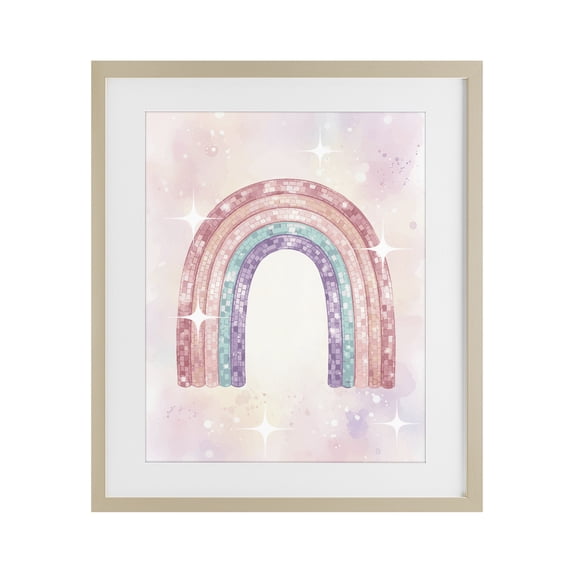 Stupell Industries Eclectic Pastel Disco Rainbow Sparkles Birch Framed Print Under Glass, 17 x 21, by Lil' Rue