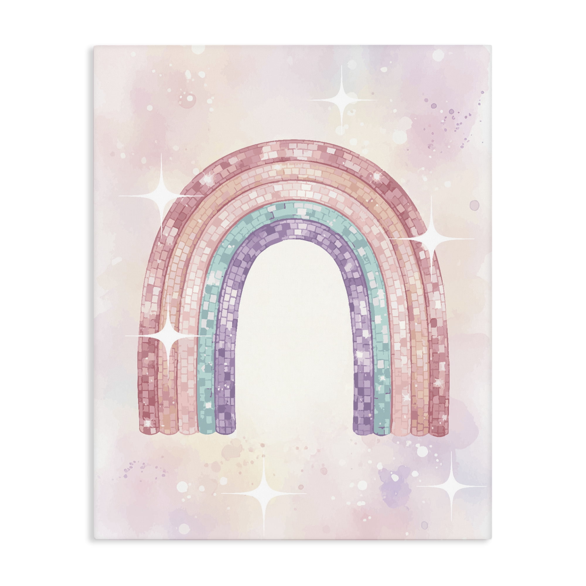 Stupell Industries Pastel Disco Rainbow Sparkles Canvas Wall Art, design by Lil' Rue
