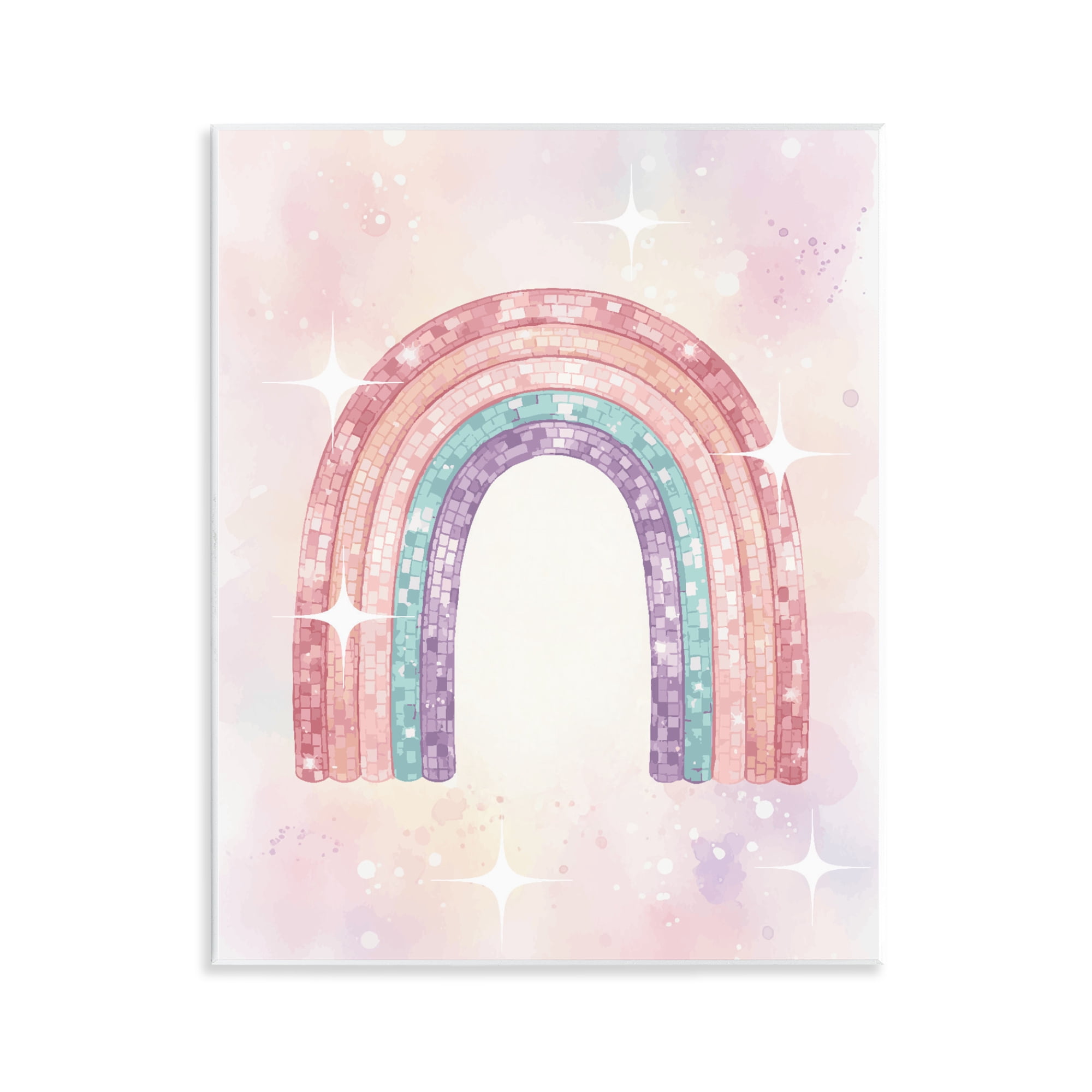 Stupell Industries Pastel Disco Rainbow Sparkles Wall Plaque Art, design by Lil' Rue