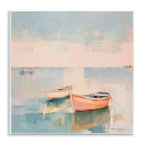 Stupell Industries Pastel Docked Boats Transportation Painting Unframed Art Print Wall Art, 12 x 12