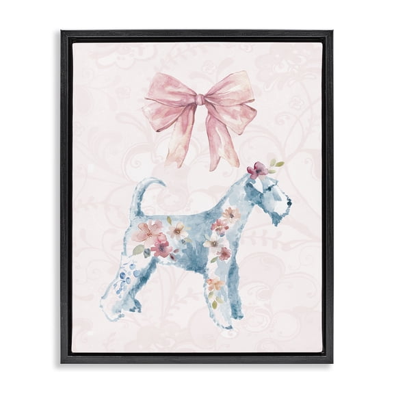 Stupell Industries Pastel Dog Glam Details Animals Painting Black Floater Framed Canvas Art Print Wall Art, 25 x 31