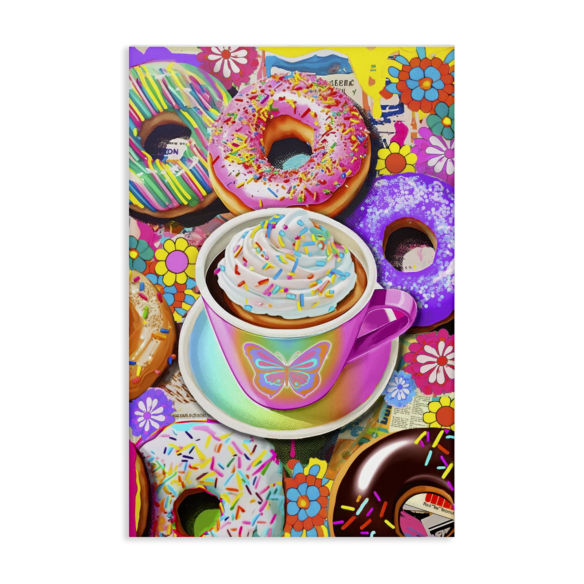 Stupell Industries Pastel Donuts & Coffee Mug Food & Beverage Painting Wrapped Canvas Art Print Wall Art, 16 x 24