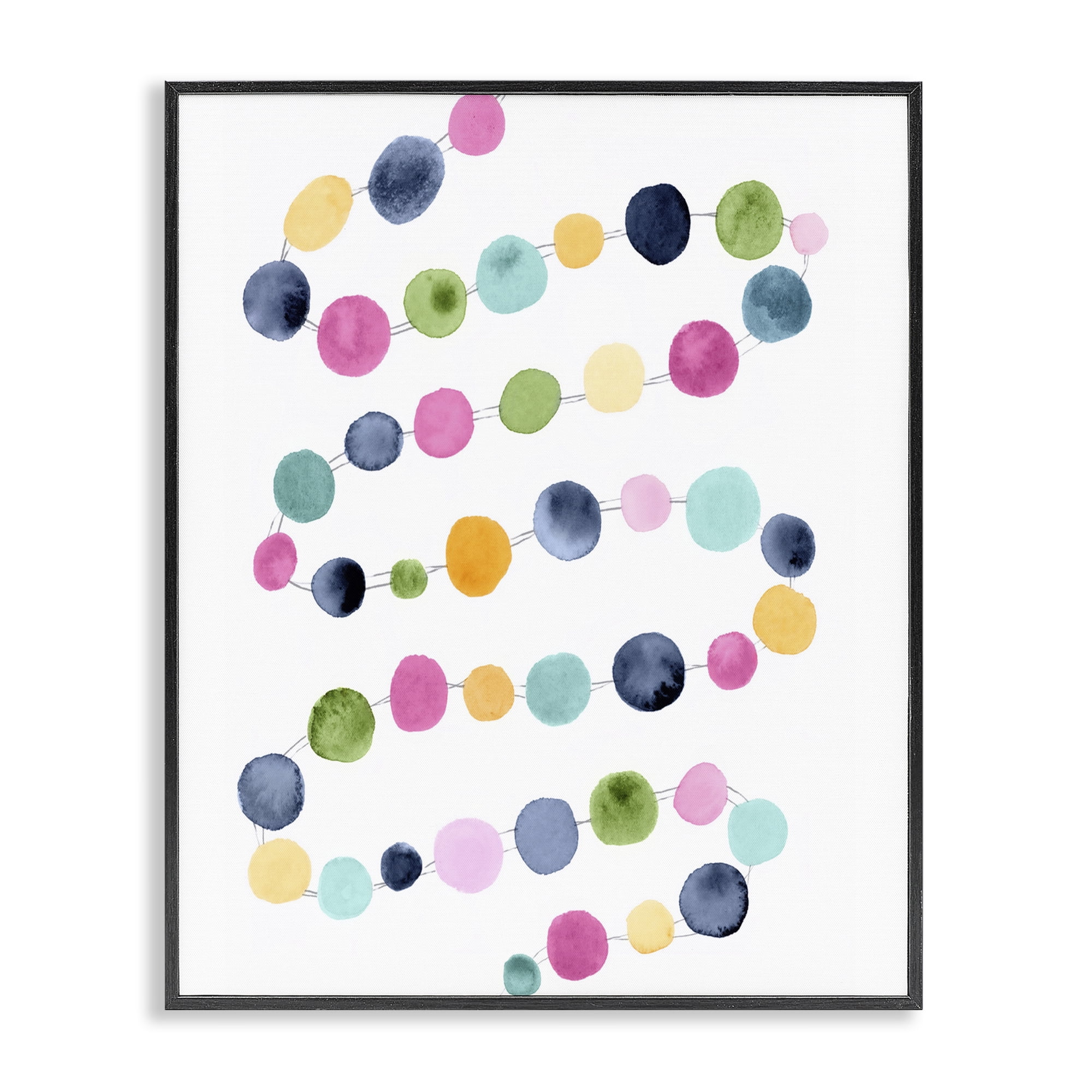 Stupell Industries Pastel Dots Pattern Abstract Painting Black Framed Art Print Wall Art, 24 x 30
