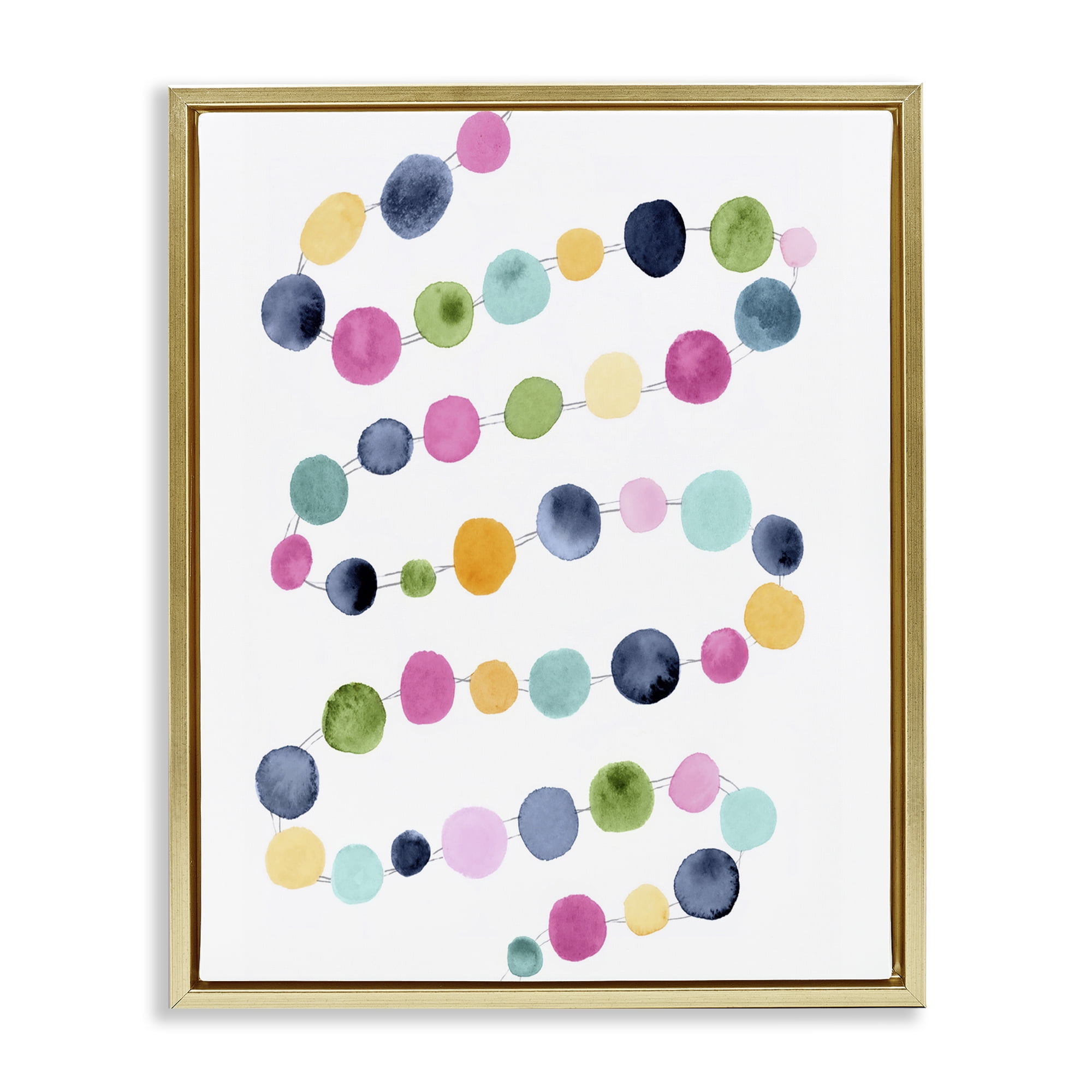 Stupell Industries Pastel Dots Pattern Abstract Painting Gold Floater Framed Art Print Wall Art, 25 x 31
