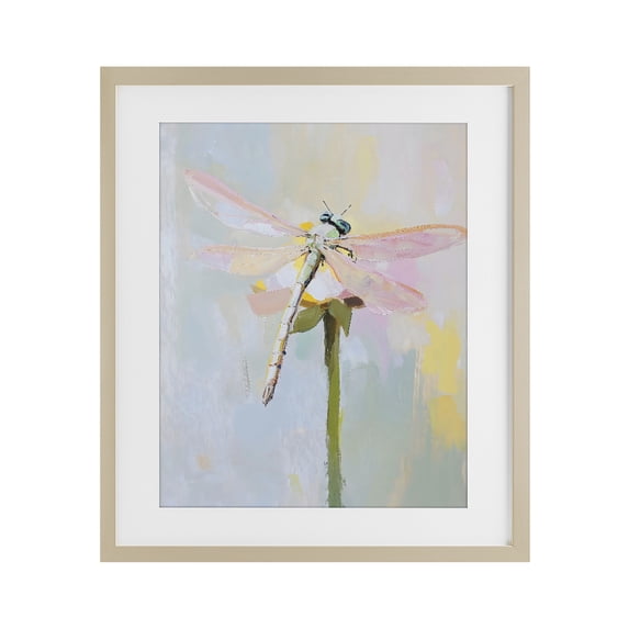 Stupell Industries Eclectic Pastel Dragonfly Landing Birch Framed Print Under Glass, 17 x 21, by The Prints Vibe