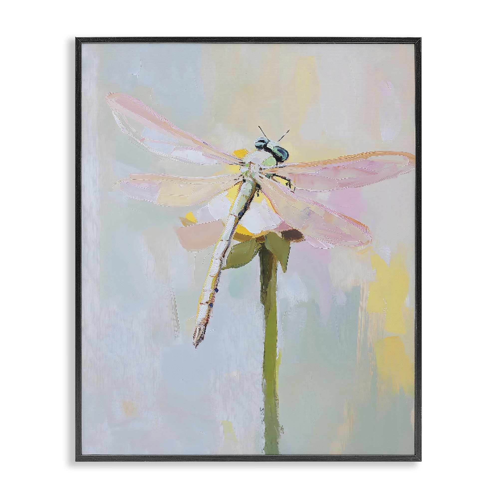 Stupell Industries Pastel Dragonfly Landing Black Framed Giclee Art, design by The Prints Vibe