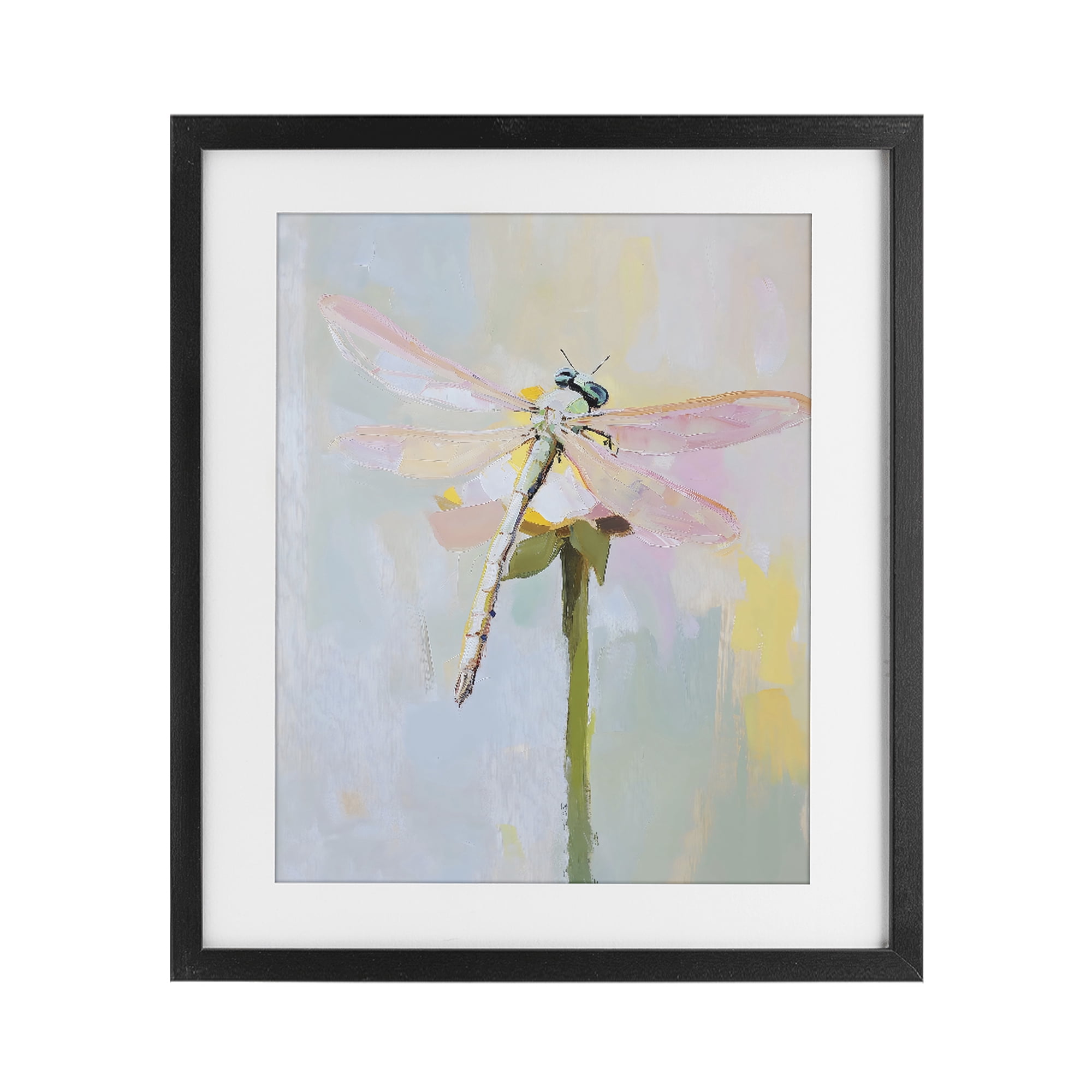 Stupell Industries Pastel Dragonfly Landing Black Framed Print Under Glass, design by The Prints Vibe