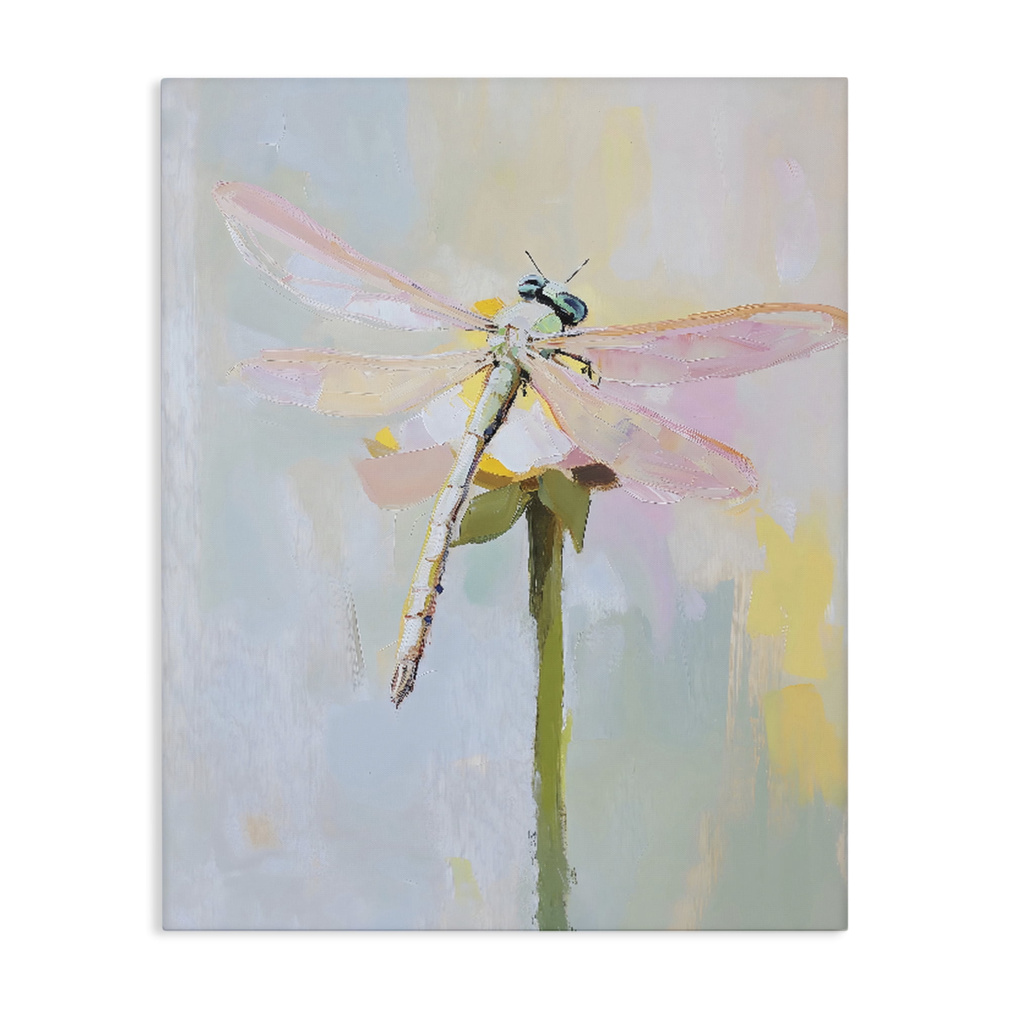 Stupell Industries Pastel Dragonfly Landing Canvas Wall Art, design by The Prints Vibe