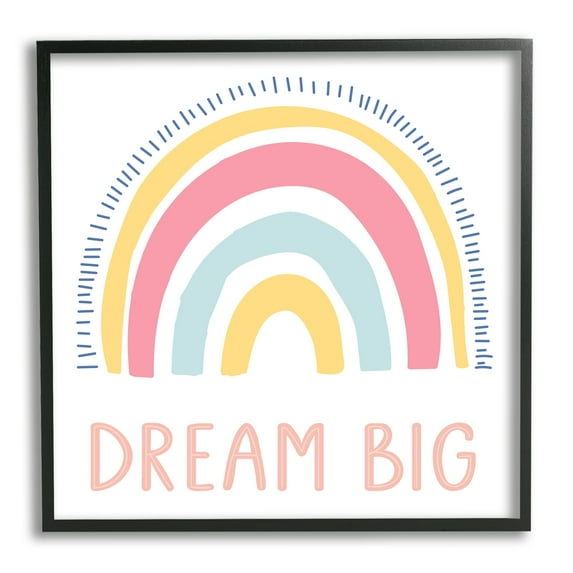 Stupell Industries Pastel Dream Big Rainbow Abstract Painting Black Framed Art Print Wall Art, 24 x 24