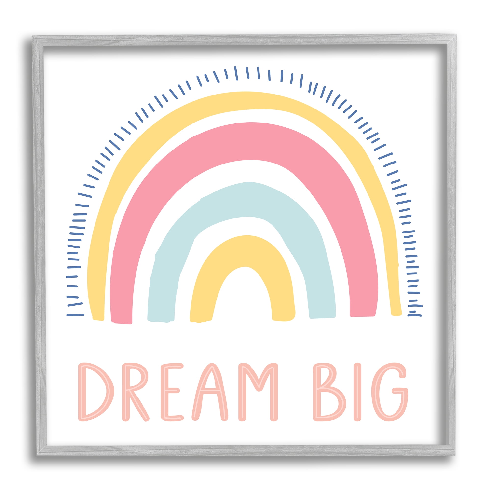 Stupell Industries Pastel Dream Big Rainbow Abstract Painting Gray Framed Art Print Wall Art, 12 x 12