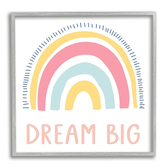 Stupell Industries Pastel Dream Big Rainbow Abstract Painting Gray Framed Art Print Wall Art, 12 x 12