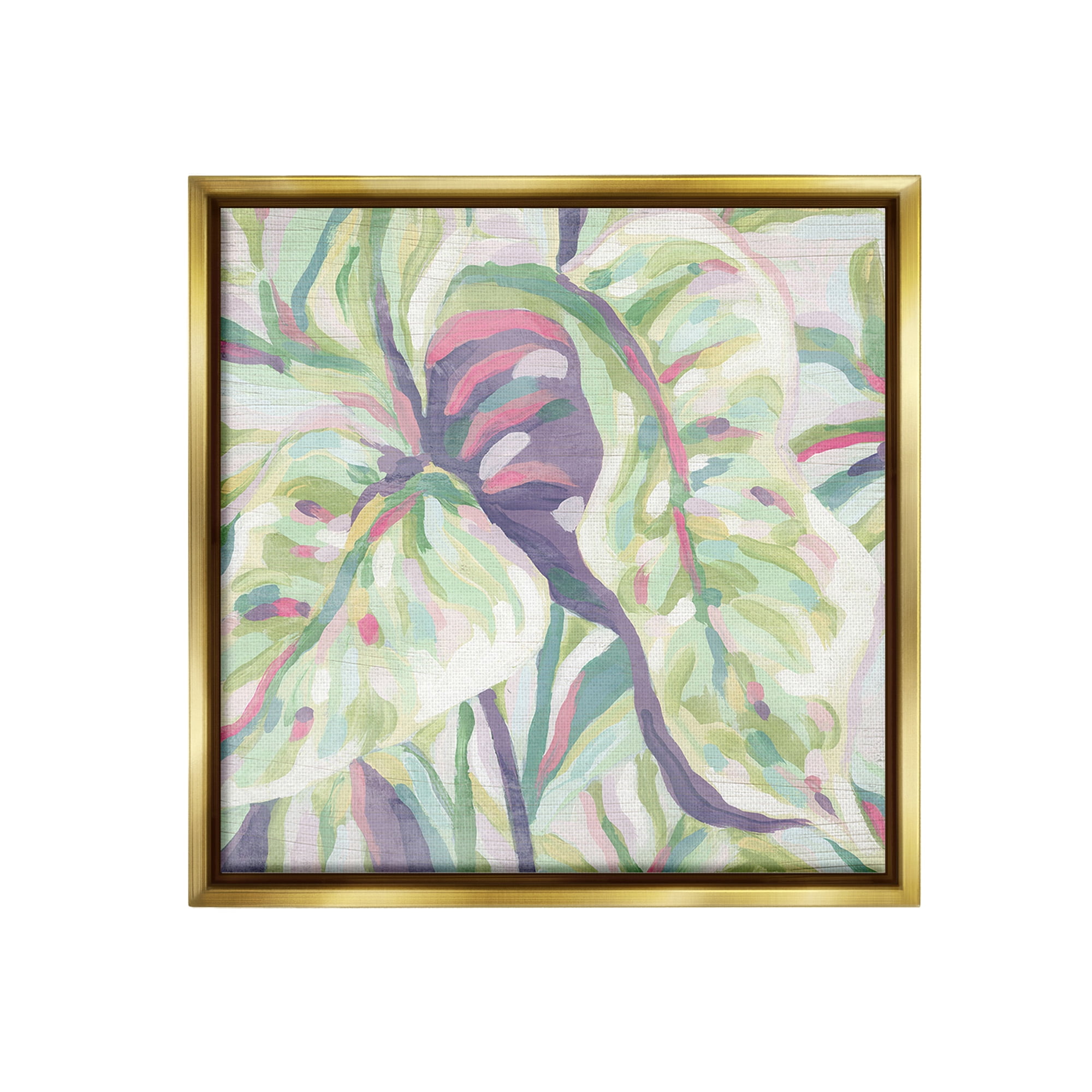 Stupell Industries Pastel Drooping Leaves Botanical & Floral Painting Gold Floater Framed Canvas Art Print Wall Art, 25 x 25