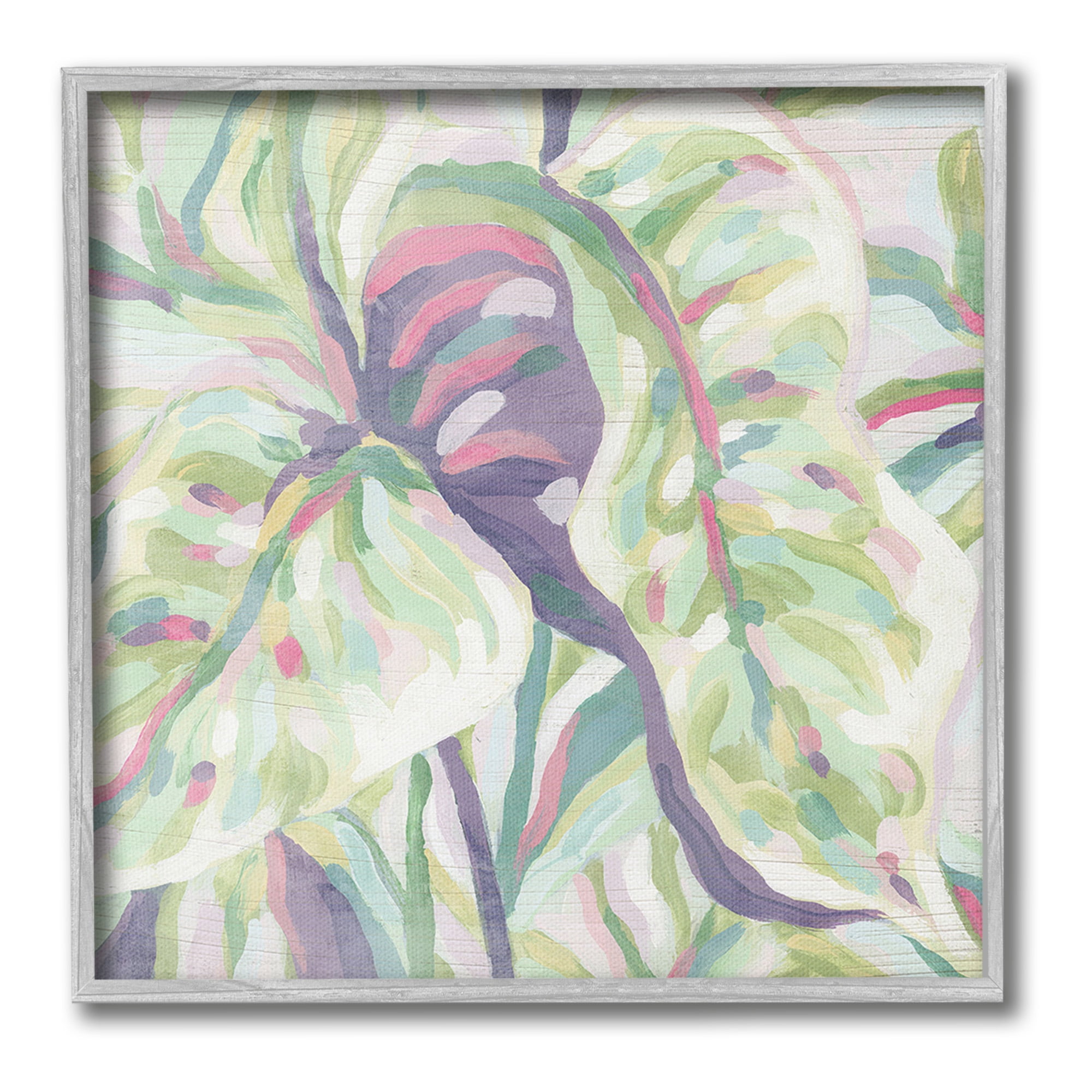 Stupell Industries Pastel Drooping Leaves Botanical & Floral Painting Gray Framed Art Print Wall Art, 24 x 24