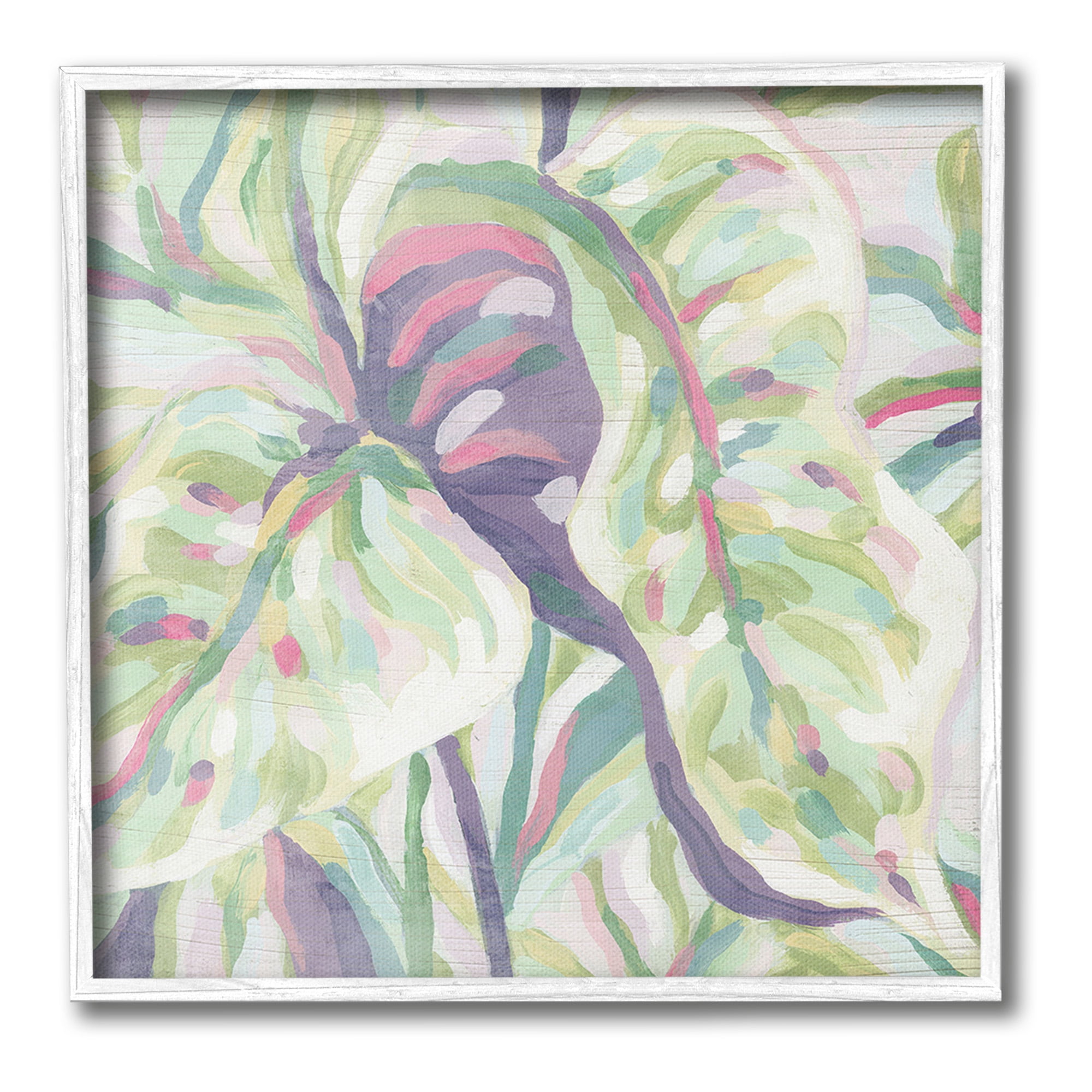 Stupell Industries Pastel Drooping Leaves Botanical & Floral Painting White Framed Art Print Wall Art, 24 x 24
