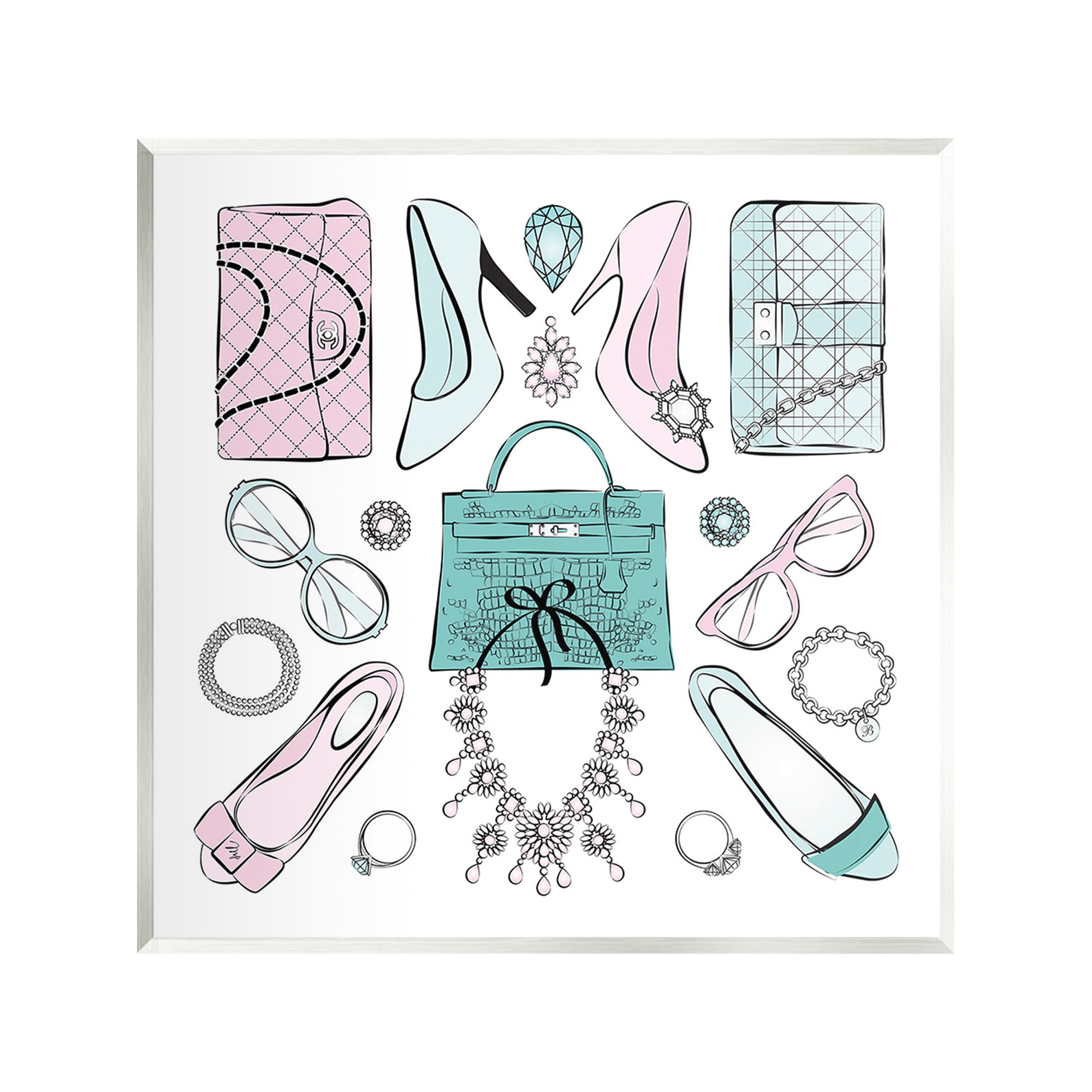 Stupell Industries Pastel Fashion Accessories Beauty & Fashion Painting Unframed Art Print Wall Art, 12 x 12