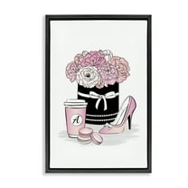 Stupell Industries Pastel Fashion Accessories Botanical & Floral Painting Black Floater Framed Art Print Wall Art, 17 x 25