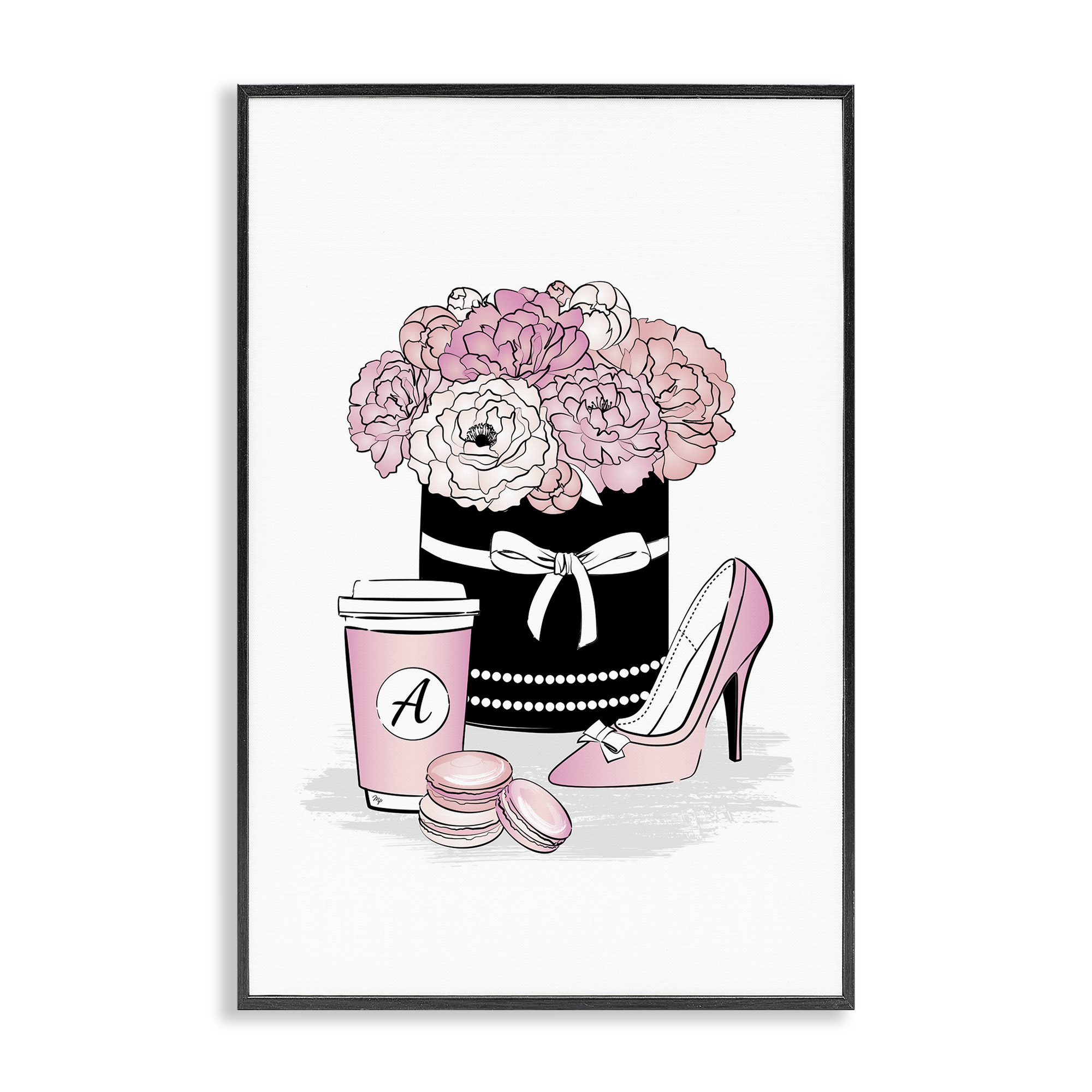 Stupell Industries Pastel Fashion Accessories Botanical & Floral Painting Black Framed Art Print Wall Art, 12 x 18