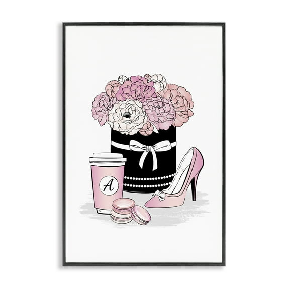 Stupell Industries Pastel Fashion Accessories Botanical & Floral Painting Black Framed Art Print Wall Art, 12 x 18