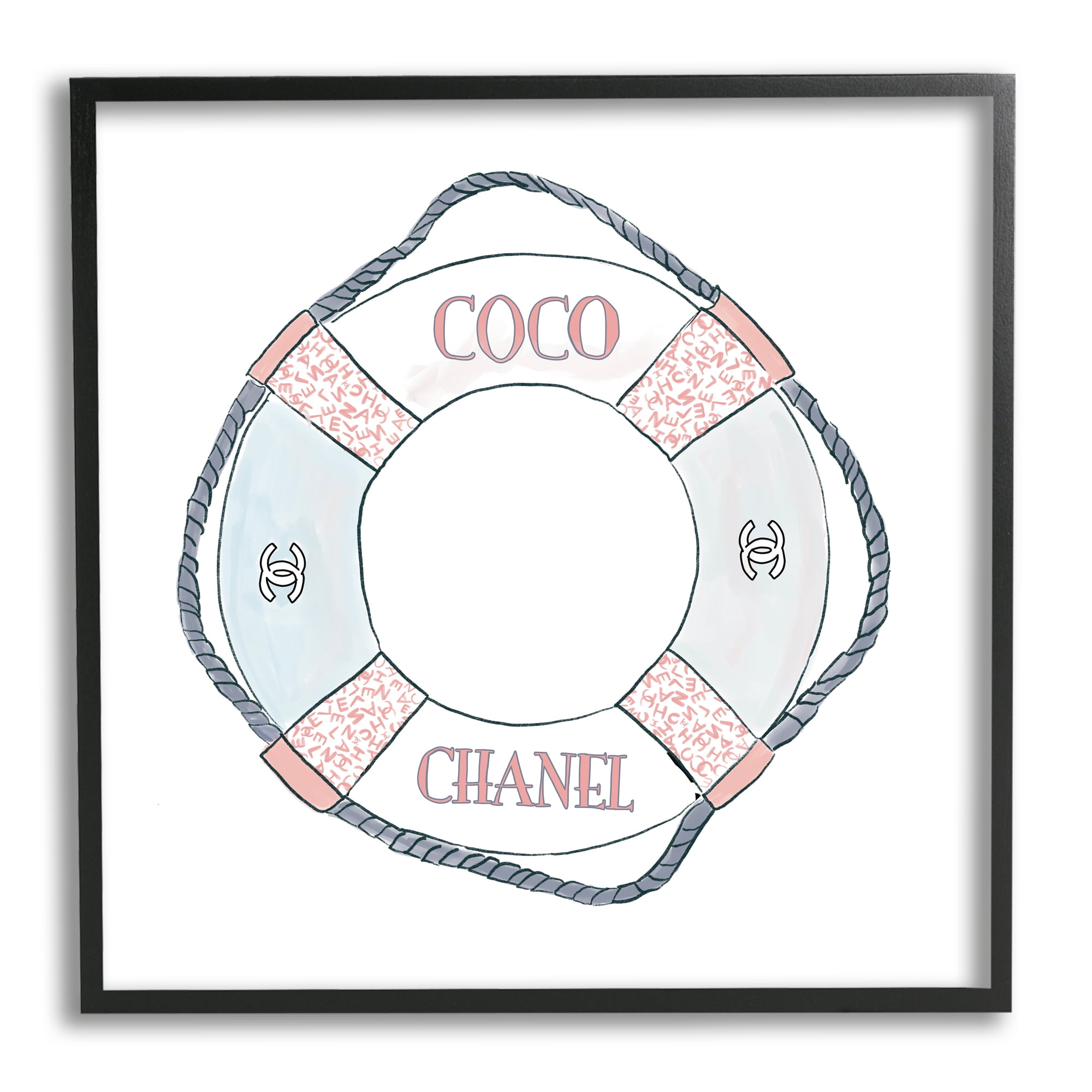 Stupell Industries Pastel Fashion Motif Buoy Chic Nautical Preserver Graphic Art Black Framed Art Print Wall Art, Design by Amelia Noyes