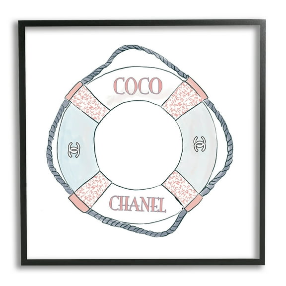 Stupell Industries Pastel Fashion Motif Buoy Chic Nautical Preserver Graphic Art Black Framed Art Print Wall Art, Design by Amelia Noyes