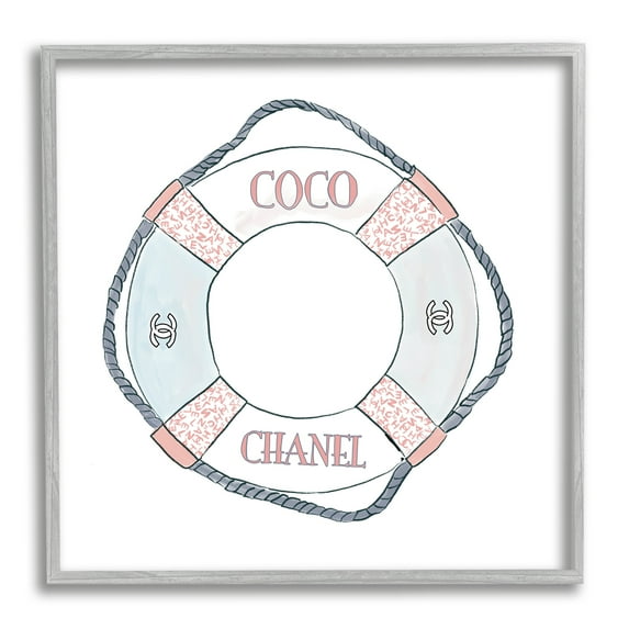 Stupell Industries Pastel Fashion Motif Buoy Chic Nautical Preserver Graphic Art Gray Framed Art Print Wall Art, Design by Amelia Noyes