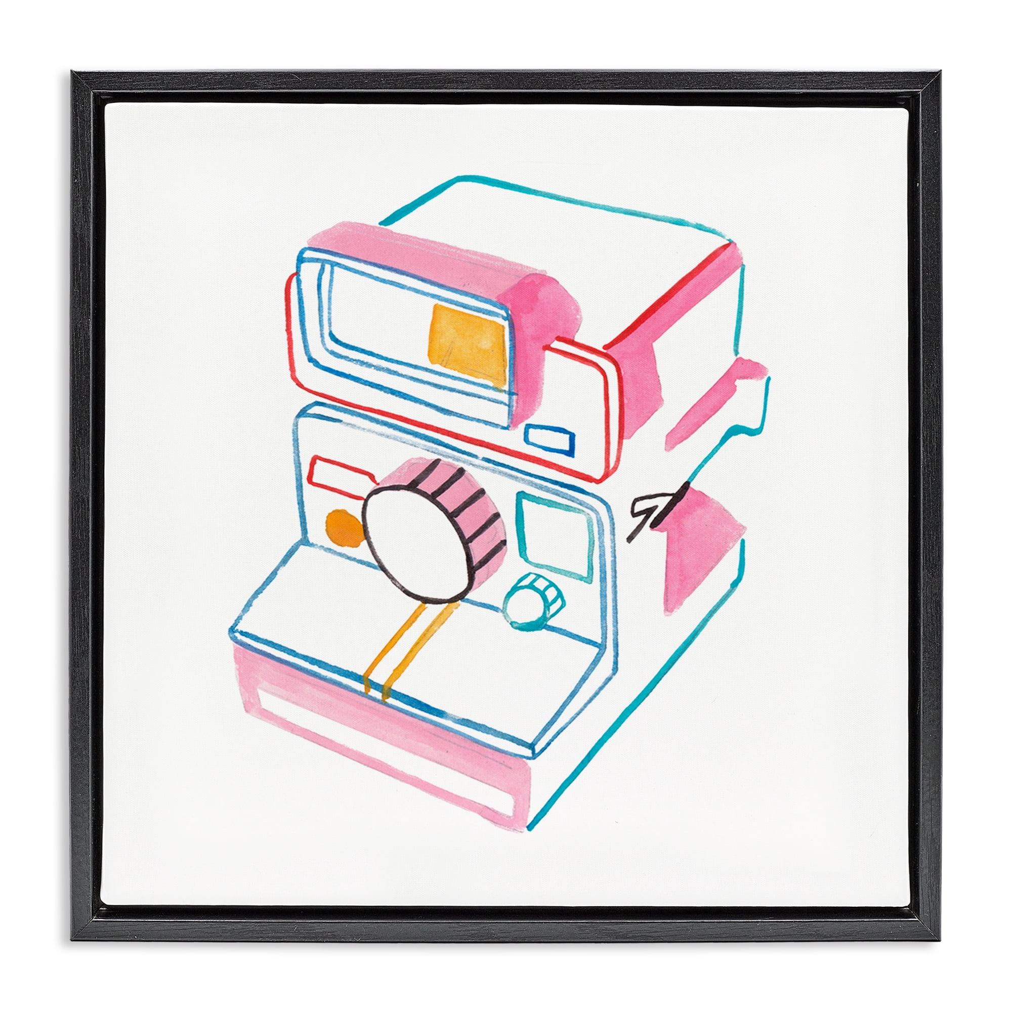 Stupell Industries Pastel Film Camera Novelty Painting Black Floater Framed Art Print Wall Art, 18 x 18