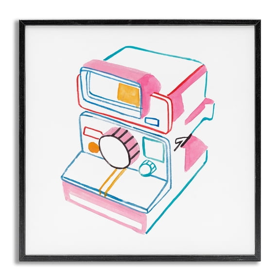 Stupell Industries Pastel Film Camera Novelty Painting Gray Framed Art Print Wall Art, 24 x 24
