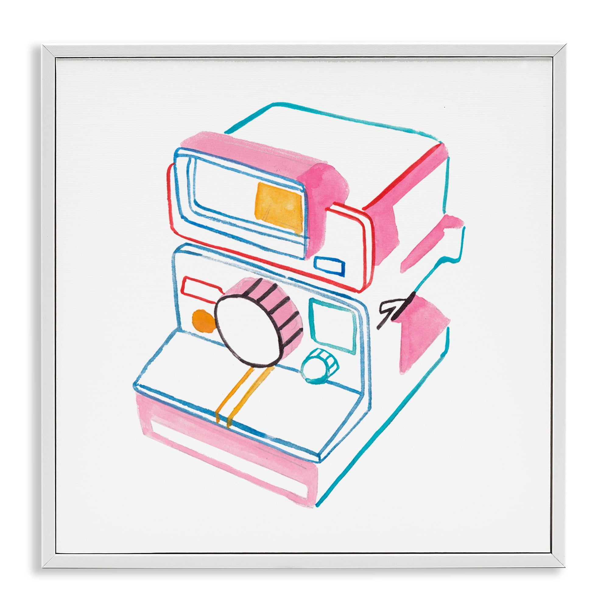Stupell Industries Pastel Film Camera Novelty Painting White Framed Art Print Wall Art, 12 x 12