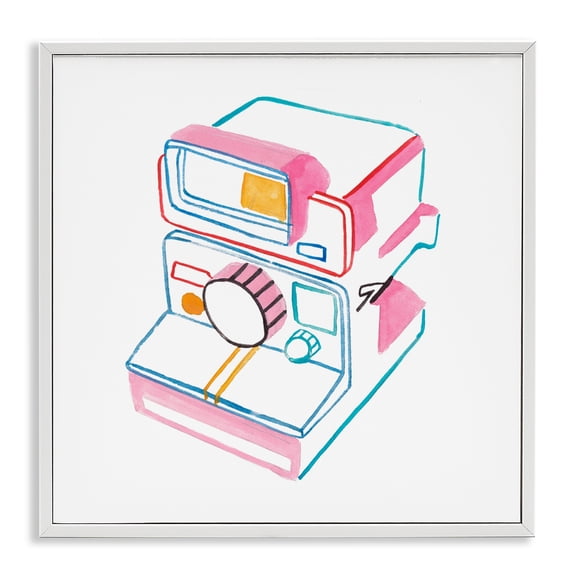 Stupell Industries Pastel Film Camera Novelty Painting White Framed Art Print Wall Art, 12 x 12