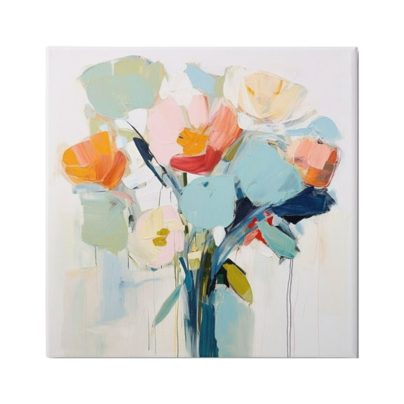 Stupell Industries Pastel Flowers Abstraction Abstract Painting Gallery Wrapped Canvas Art Print Wall Art, 17 x 17