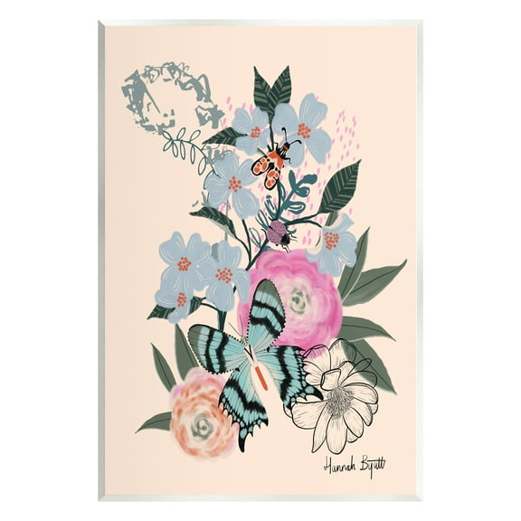 Stupell Industries Pastel Flowers & Butterfly Animals & Insects Painting Unframed Art Print Wall Art, 10 x 15