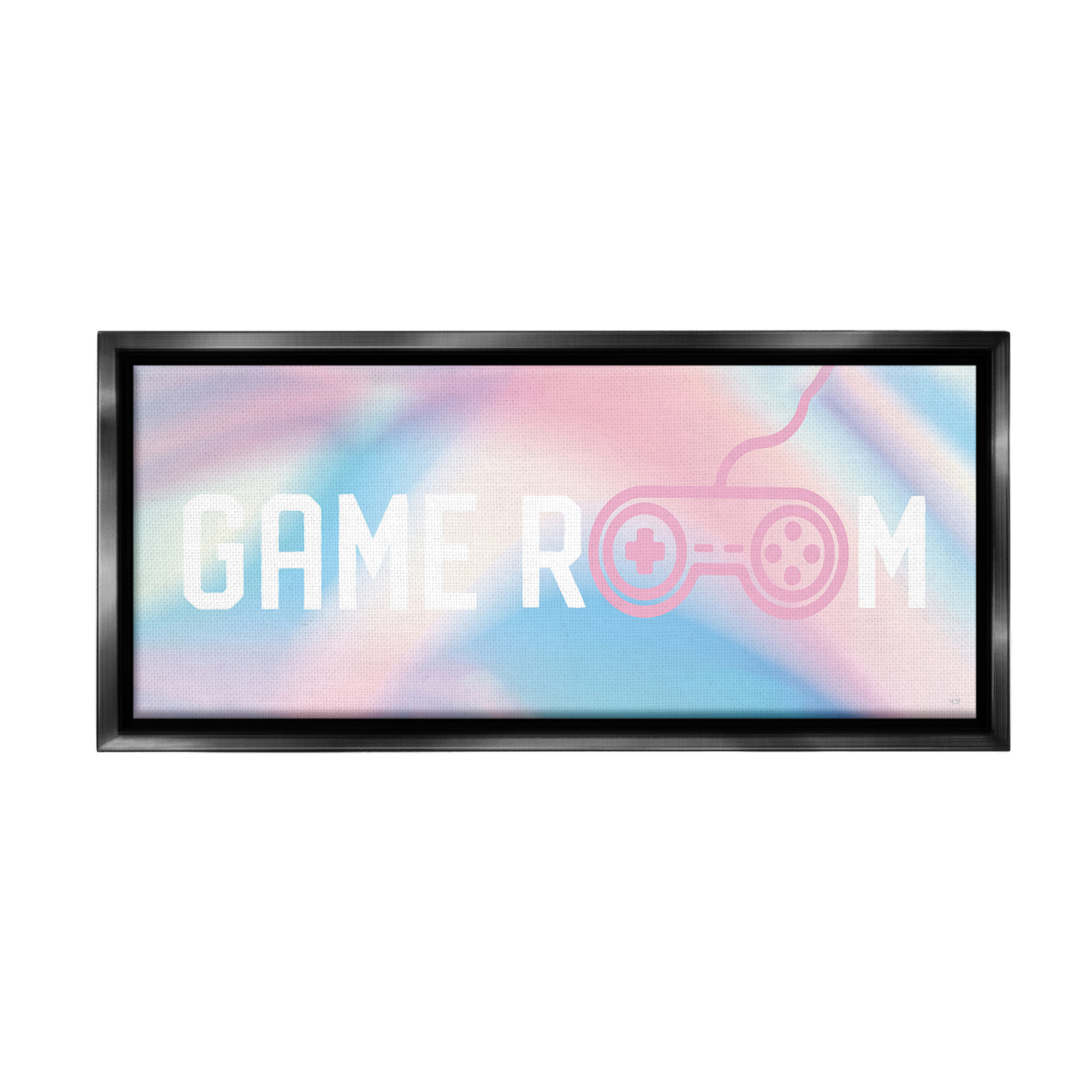 Stupell Industries Pastel Game Room Typography Painting Black Floater Framed Canvas Art Print Wall Art, 31 x 14