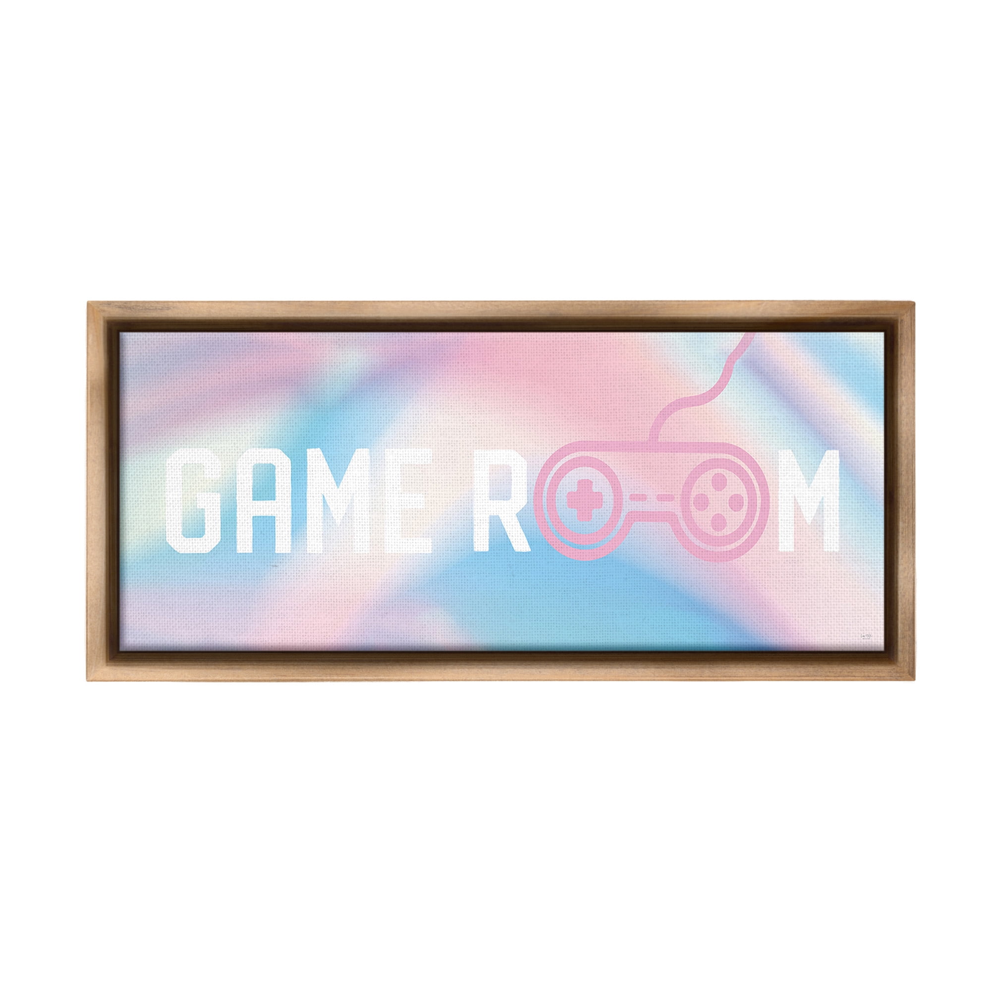 Stupell Industries Pastel Game Room Typography Painting Brown Floater Framed Canvas Art Print Wall Art, 31 x 14
