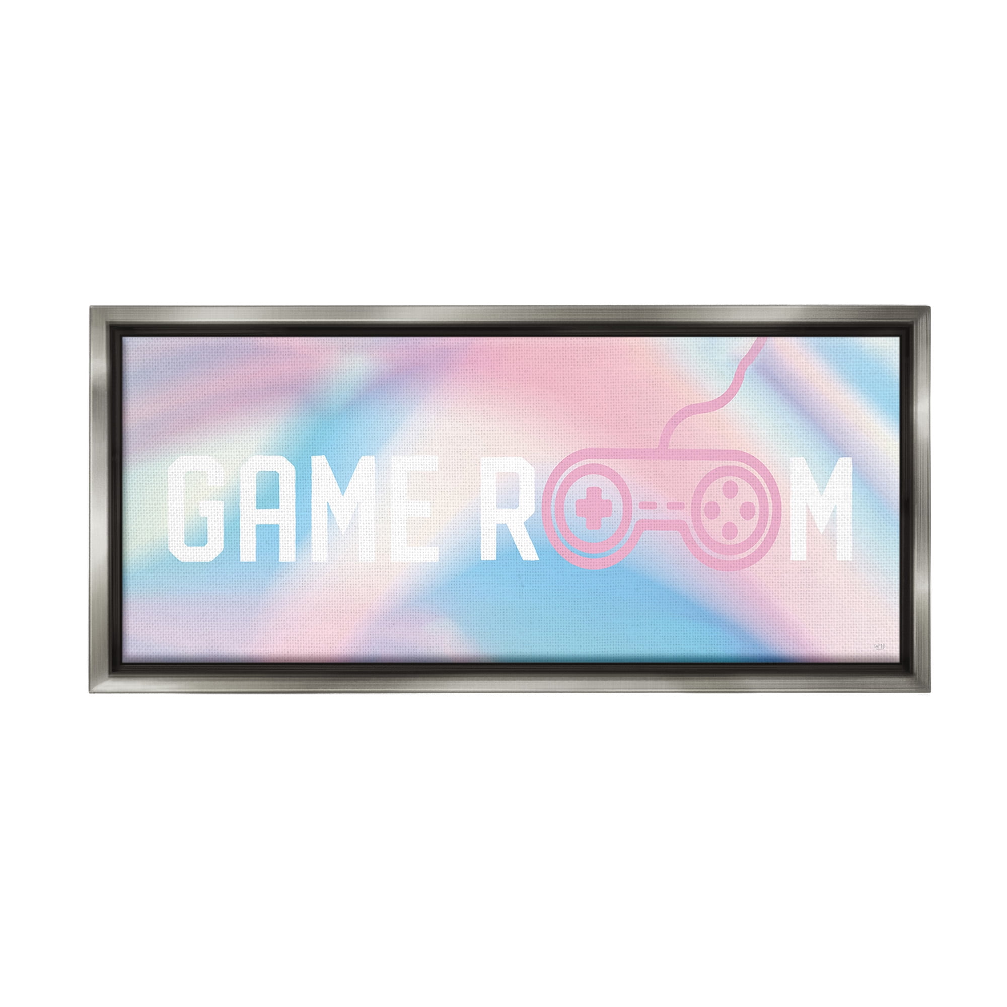 Stupell Industries Pastel Game Room Typography Painting Gray Floater Framed Canvas Art Print Wall Art, 25 x 11