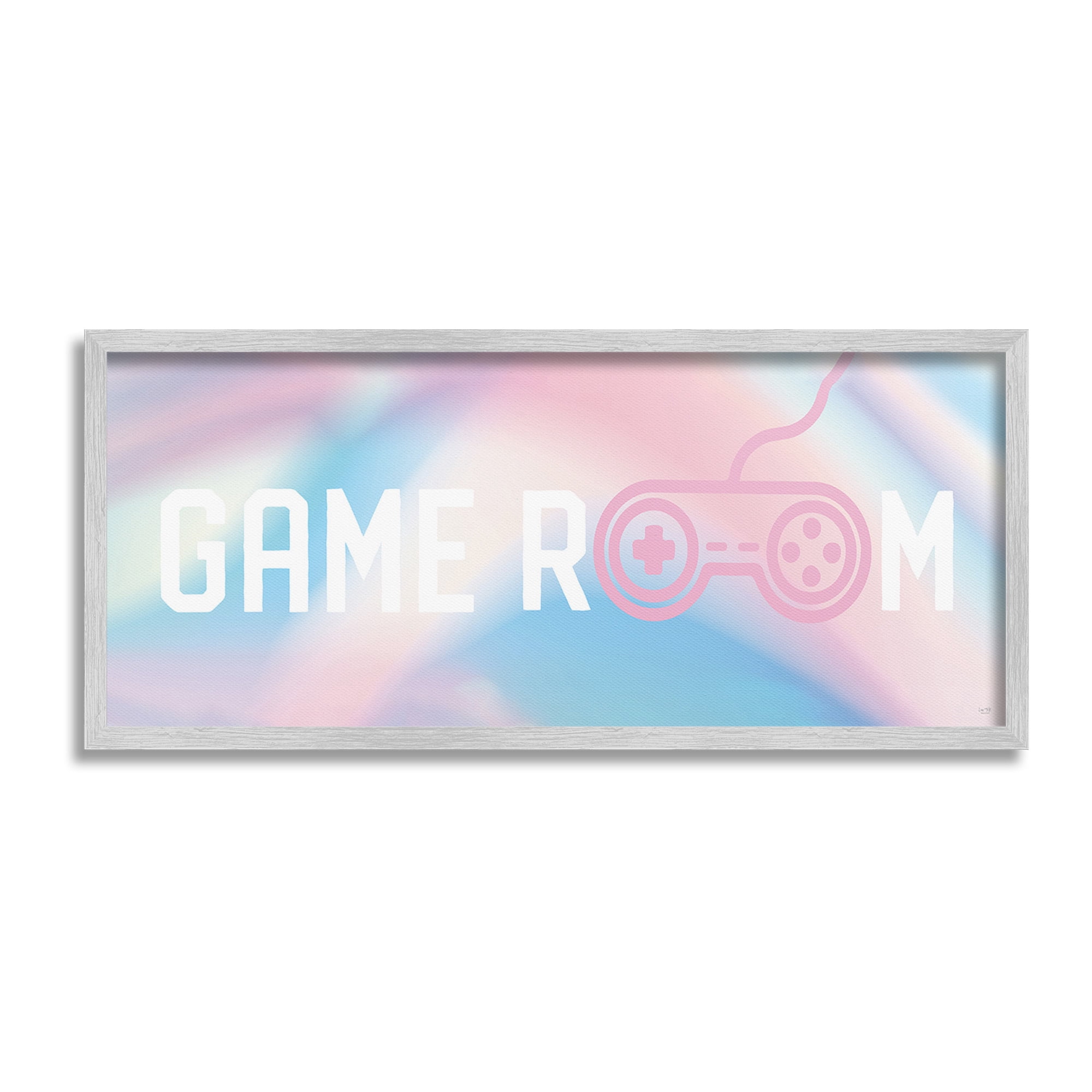 Stupell Industries Pastel Game Room Typography Painting Gray Framed Art Print Wall Art, 24 x 10