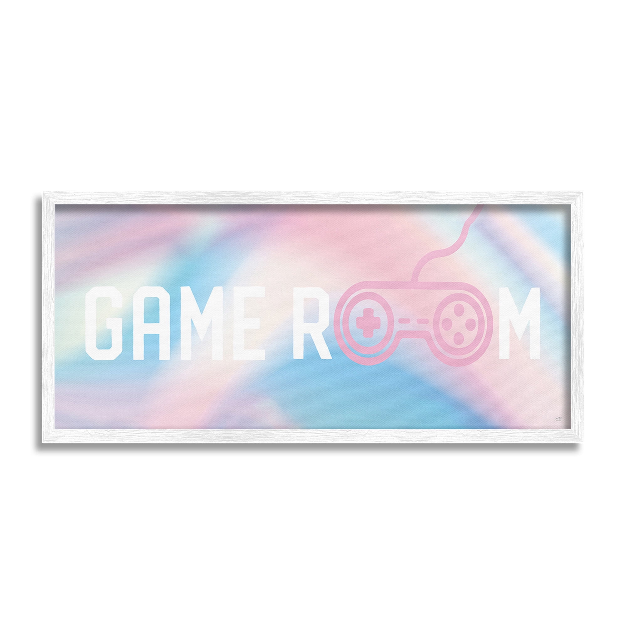 Stupell Industries Pastel Game Room Typography Painting White Framed Art Print Wall Art, 30 x 13