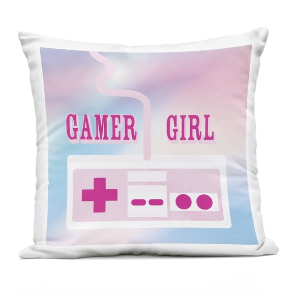 Stupell Industries Pastel Gamer Girl Controller Design by Yass Naffas Designs Outdoor Printed Pillow