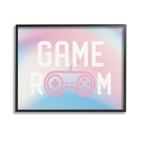 Stupell Industries Pastel Gamer Room Sign Typography Painting Black Framed Art Print Wall Art, 14 x 11