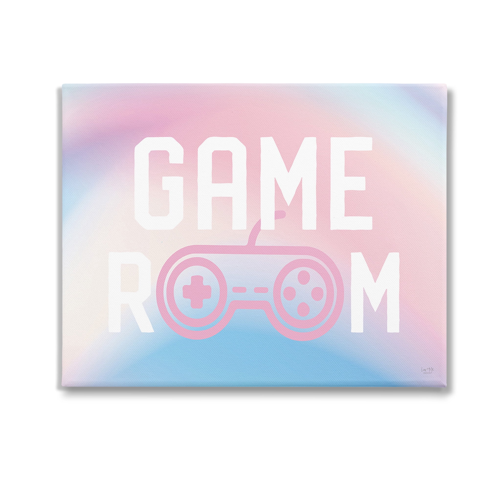 Stupell Industries Pastel Gamer Room Sign Typography Painting Gallery Wrapped Canvas Art Print Wall Art, 30 x 24