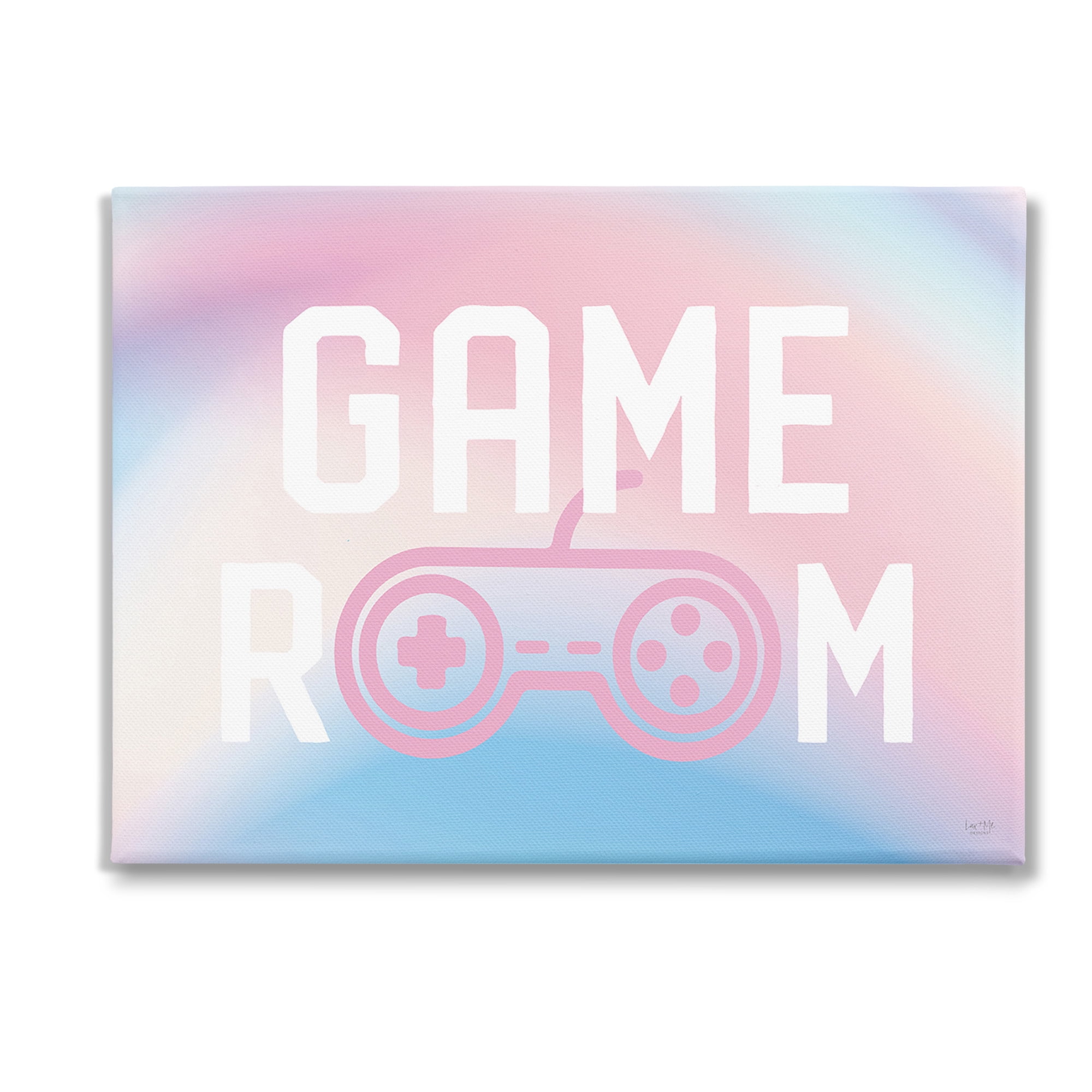 Stupell Industries Pastel Gamer Room Sign Typography Painting Gallery Wrapped Canvas Art Print Wall Art, 48 x 36