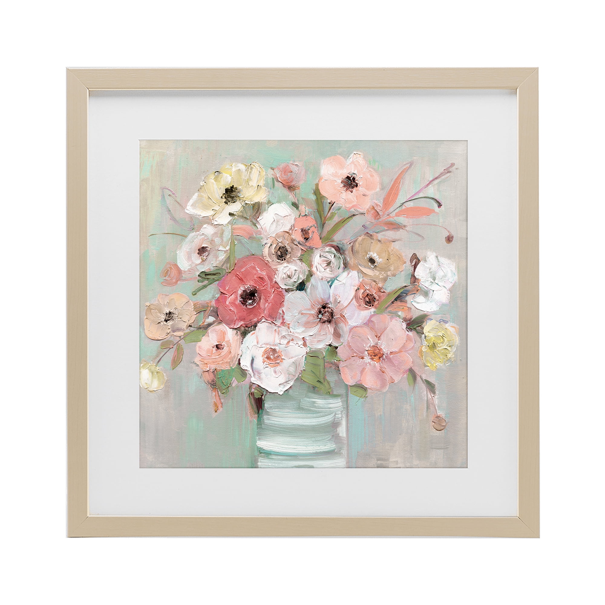 Stupell Industries Pastel Garden Peony Bouquet Birch Framed Print Under Glass, design by Sally Swatland