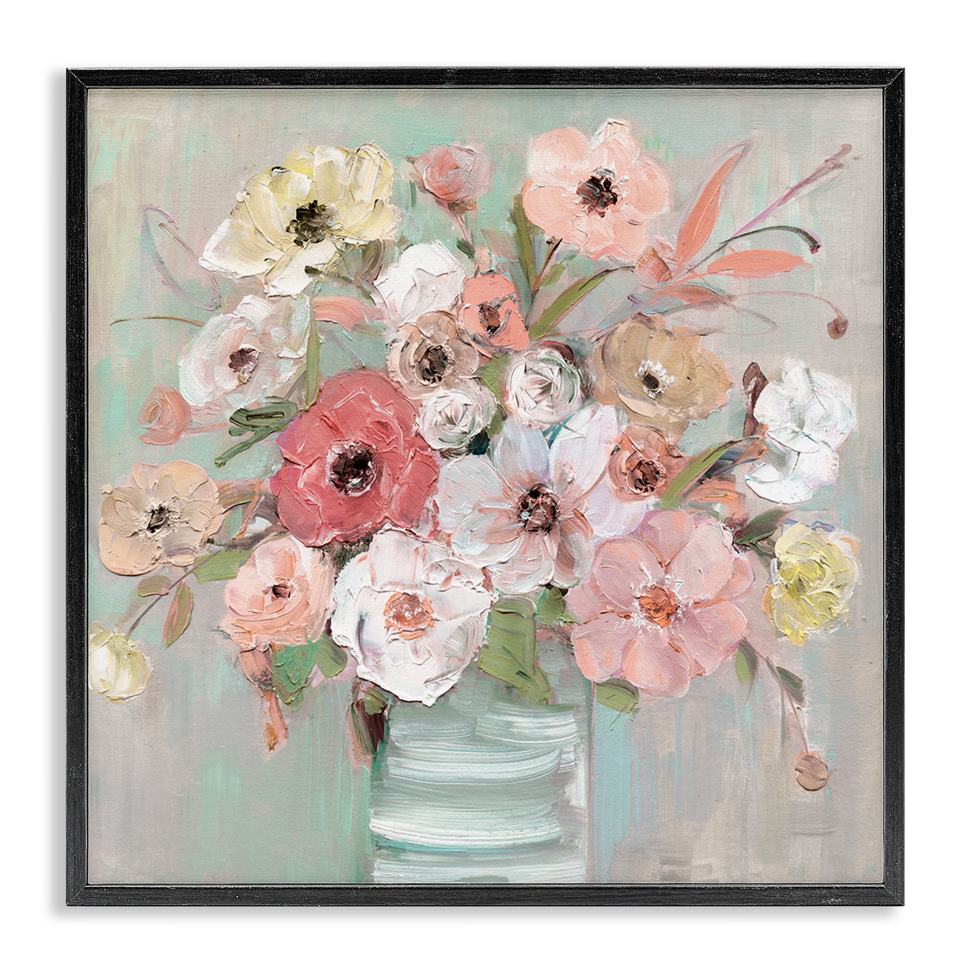 Stupell Industries Pastel Garden Peony Bouquet Black Framed Giclee Art, design by Sally Swatland